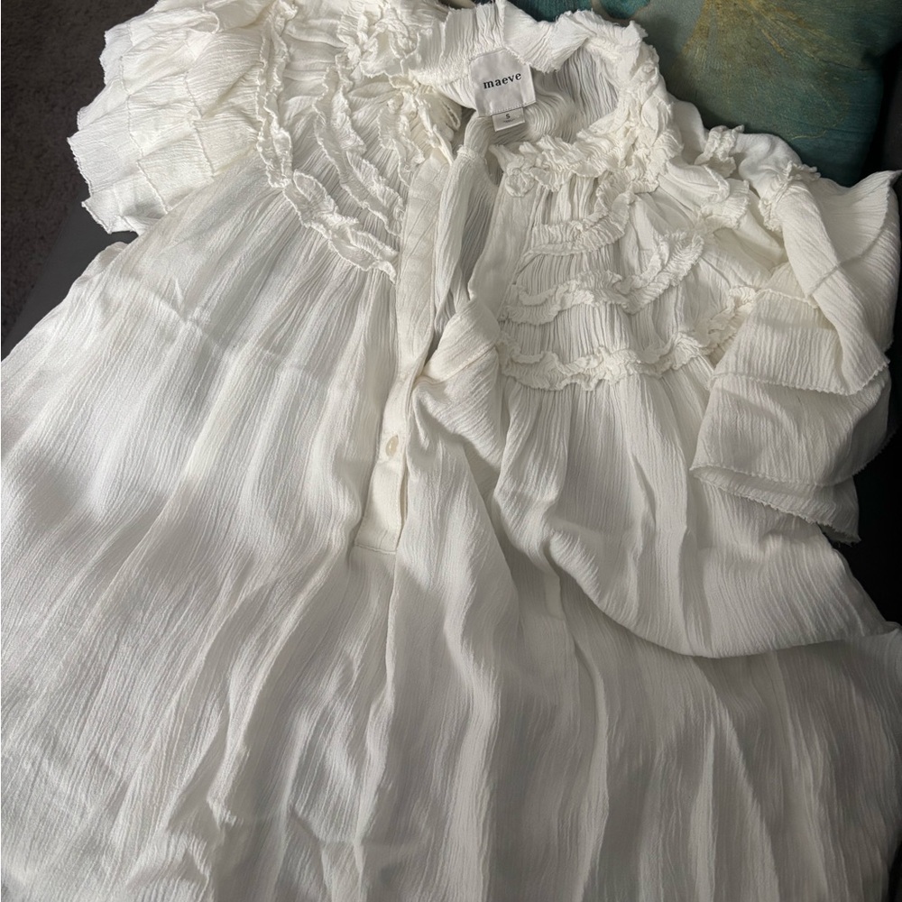 Maeve Ivory Ruffled Womens Dress